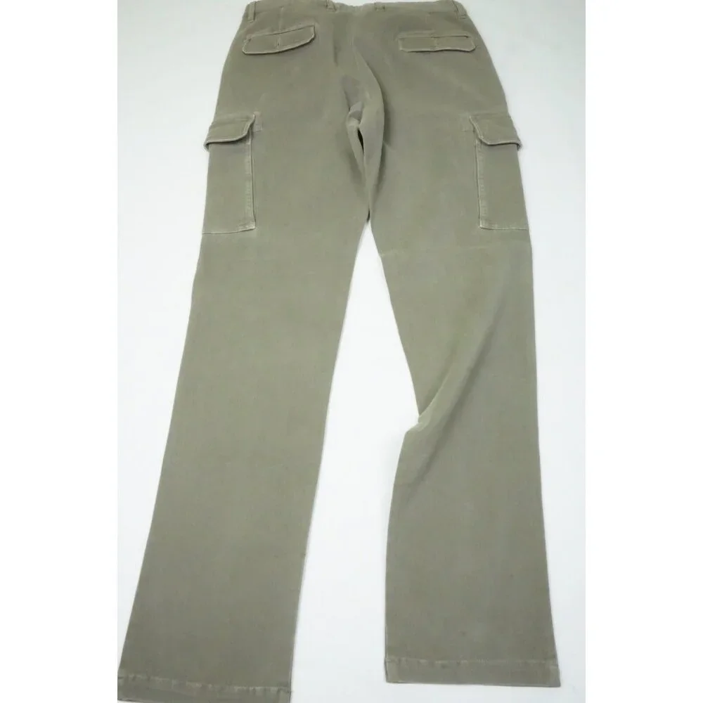 Isaia Light Olive Green Cargo Cotton Blend Casual Men Chino Pant 54R EU NEW
